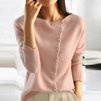 Arleth Fine Knit Cardigan with Buttoned Placket in Pink