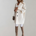 Berenice Oversized Double-Breasted Short Coat in White