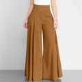 Bernice High Waist Palazzo Trousers with Flared Legs in Brown