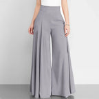 Bernice High Waist Palazzo Trousers with Flared Legs in Grey