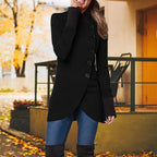 Caitriona Asymmetric Button Jacket with Curved Hem in Black