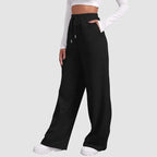 Eliza Wide Leg Jersey Trousers with Drawcord Waist in Black