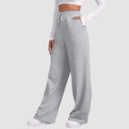 Eliza Wide Leg Jersey Trousers with Drawcord Waist in Silver