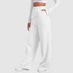 Eliza Wide Leg Jersey Trousers with Drawcord Waist in White