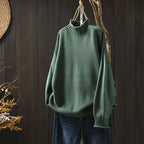 Emma Oversized Chunky Turtleneck with Dropped Shoulders in Green