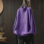 Emma Oversized Chunky Turtleneck with Dropped Shoulders in Purple