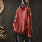 Emma Oversized Chunky Turtleneck with Dropped Shoulders in Red