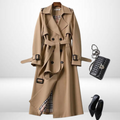 Evie Belted Trench Coat with Storm Flap and Epaulettes in Khaki