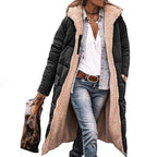 Hazel Long Quilted Coat with Teddy-Look Lining in Black