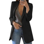 Jessica Oversized Open-Front Blazer with Patch Pockets in Navy