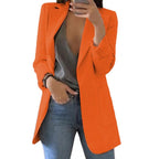 Jessica Oversized Open-Front Blazer with Patch Pockets in Orange