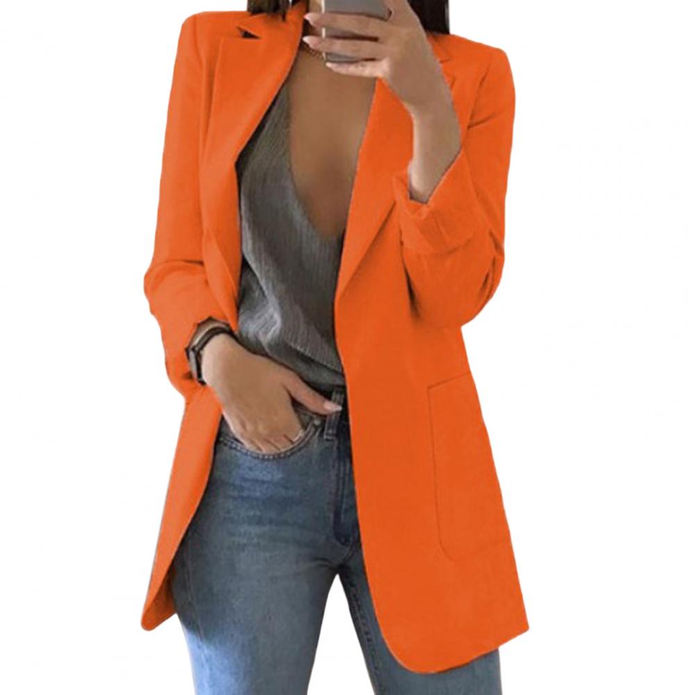 Jessica Oversized Open-Front Blazer with Patch Pockets in Orange