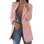 Jessica Oversized Open-Front Blazer with Patch Pockets in Pink