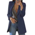 Jessica Oversized Open-Front Blazer with Patch Pockets in Black