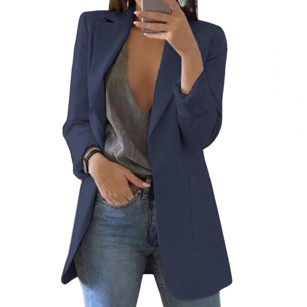 Jessica Oversized Open-Front Blazer with Patch Pockets in Black
