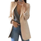 Jessica Oversized Open-Front Blazer with Patch Pockets in Apricot