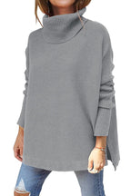 Jessica Oversized Turtleneck Tunic with Dropped Shoulders in Grey