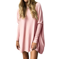 Kiana Oversized Blouse with Round Neck and Long Sleeves in Pink