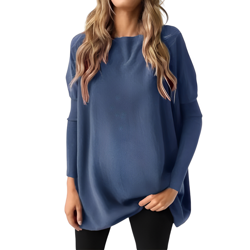 Kiana Oversized Blouse with Round Neck and Long Sleeves in Light Blue