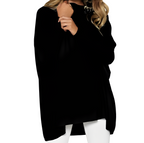 Kiana Oversized Blouse with Round Neck and Long Sleeves in Black
