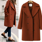 Lesia Boxy Double-Breasted Coat with Dropped Shoulders in Red