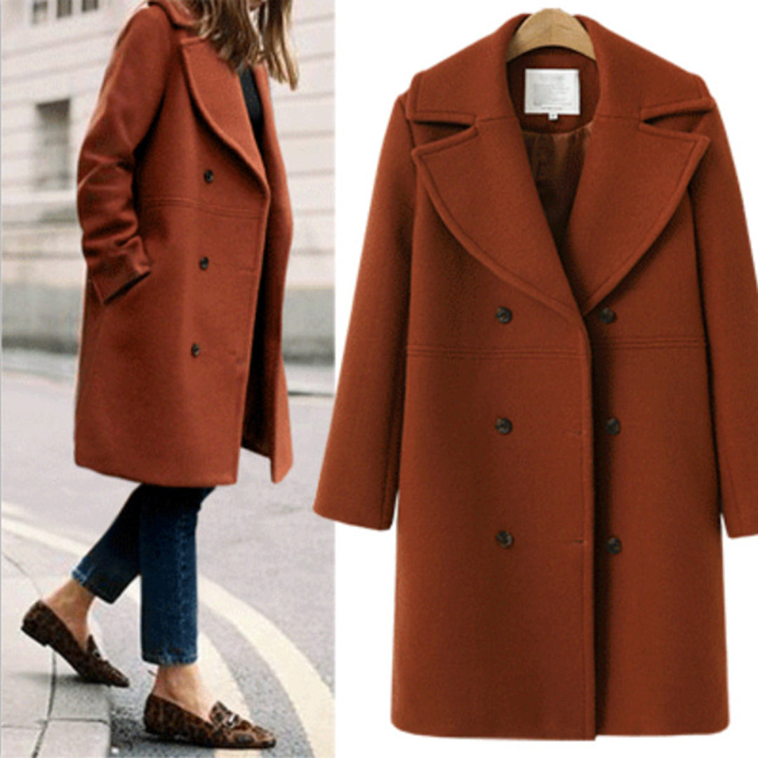 Lesia Boxy Double-Breasted Coat with Dropped Shoulders in Red