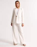 Tailored Wide Leg Trousers with Pleated High Waist in White